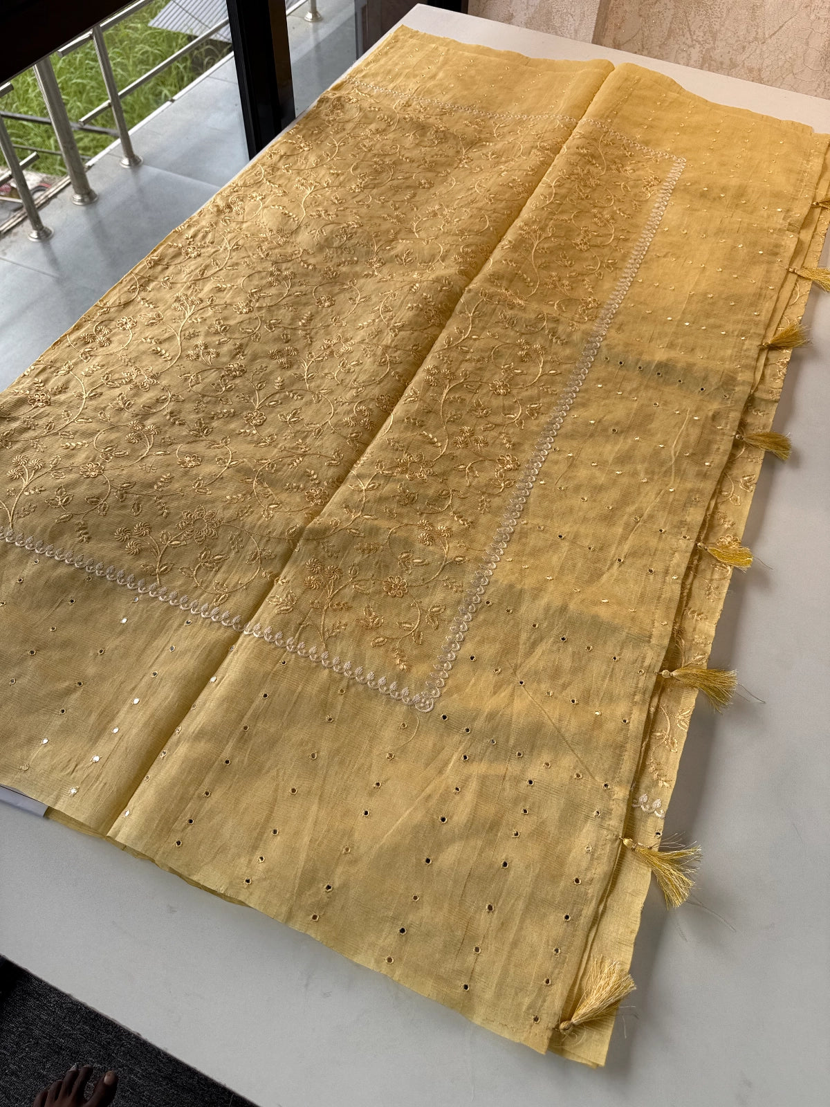 Crushed Chanderi silk cotton saree/ SR23517