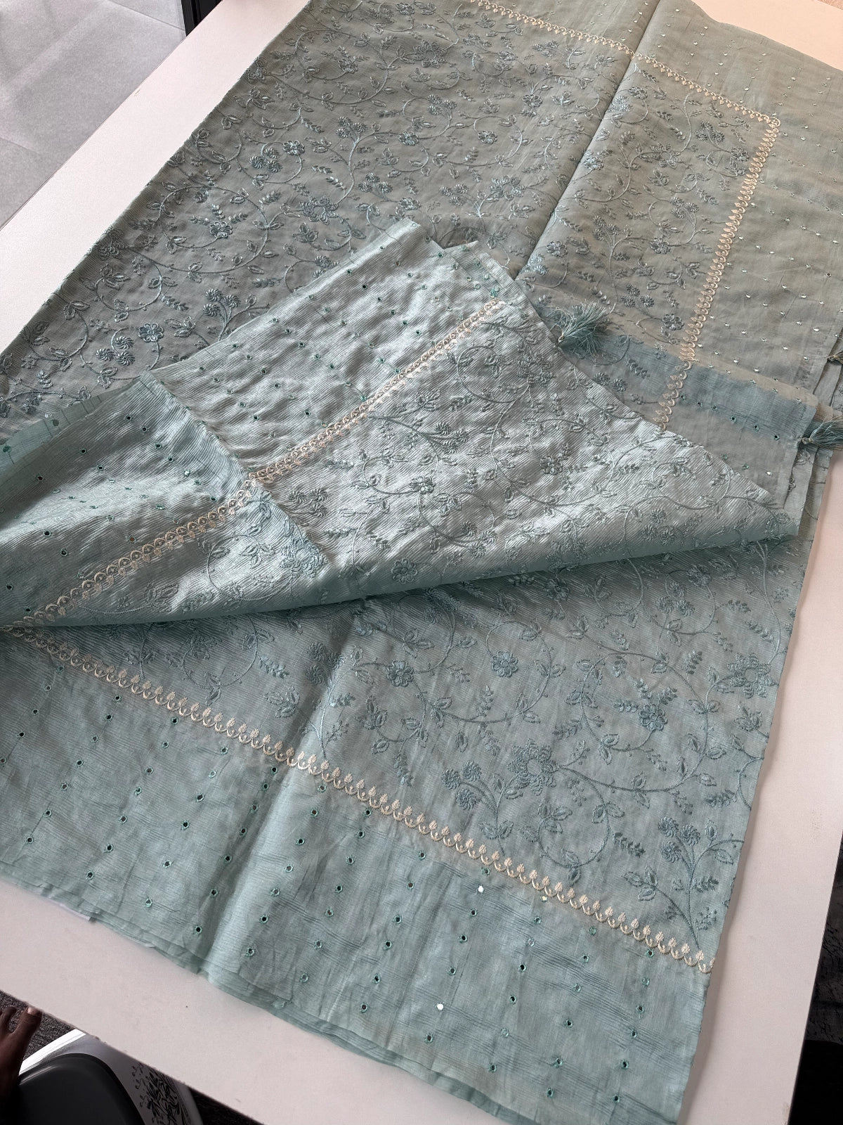 Crushed Chanderi silk cotton saree/ SR23517