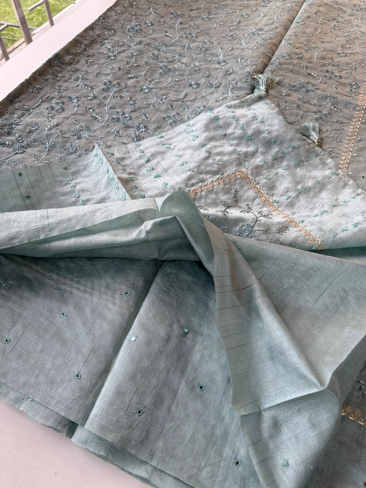 Crushed Chanderi silk cotton saree/ SR23517