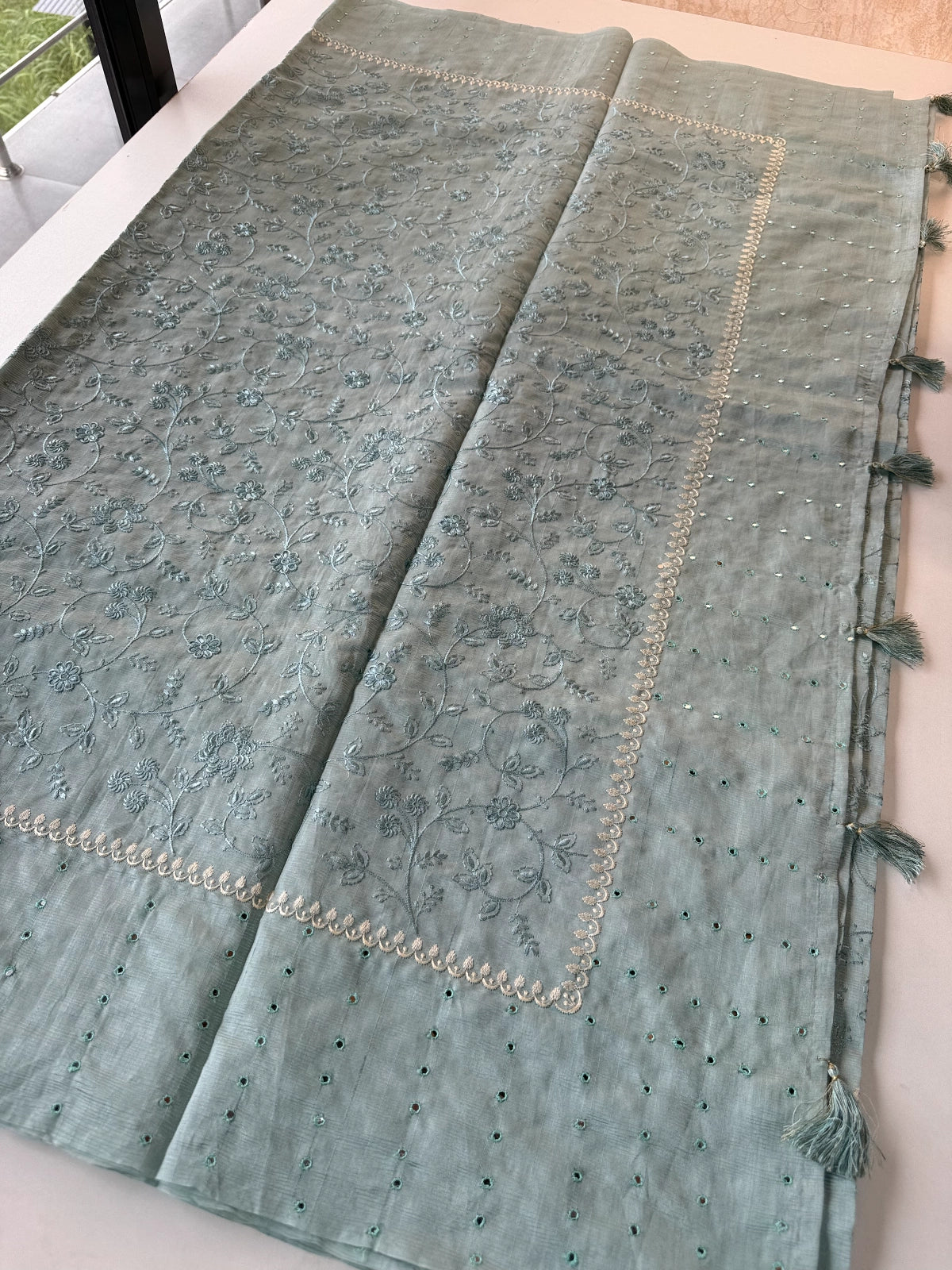 Crushed Chanderi silk cotton saree/ SR23517