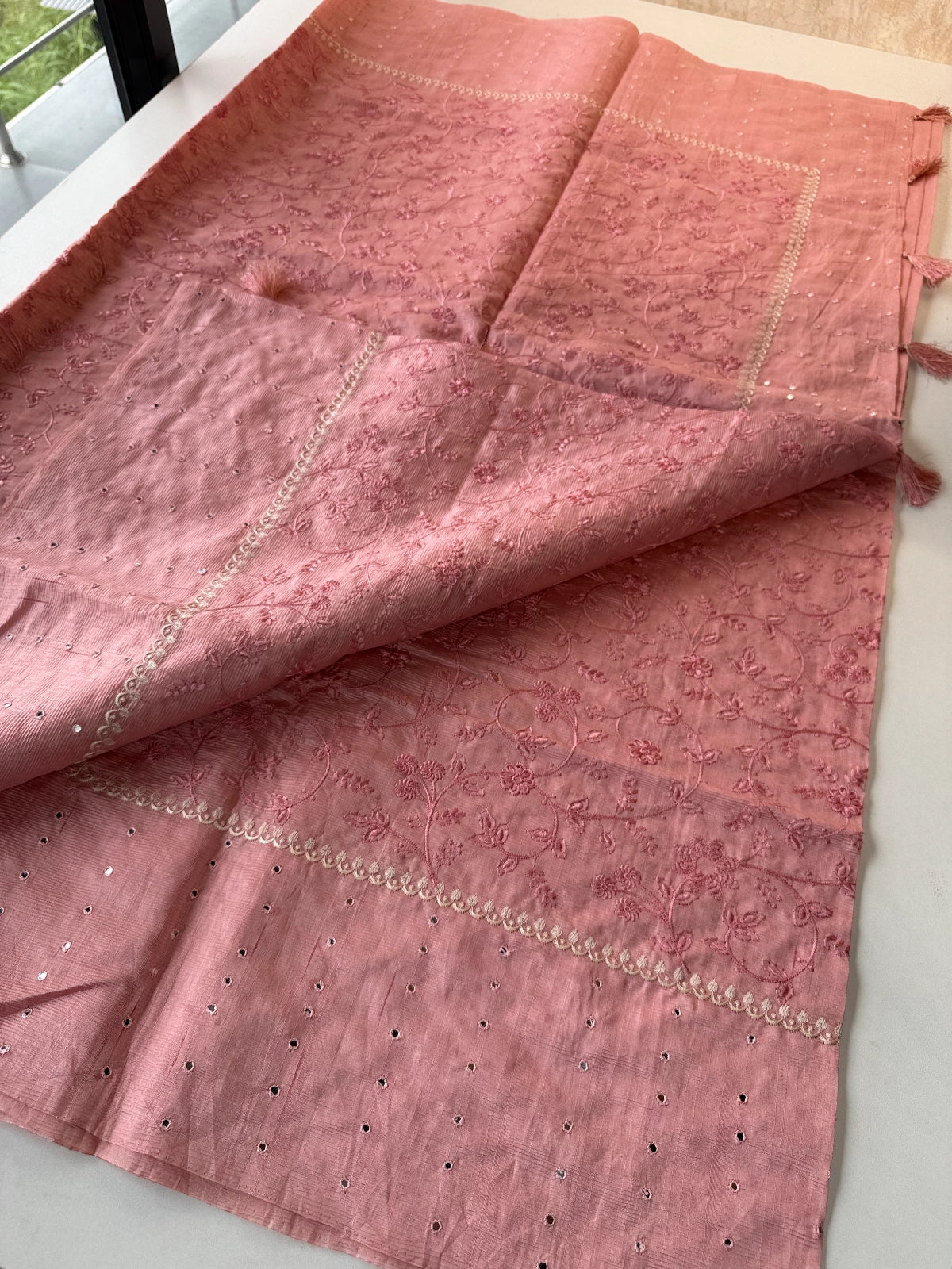 Crushed Chanderi silk cotton saree/ SR23517