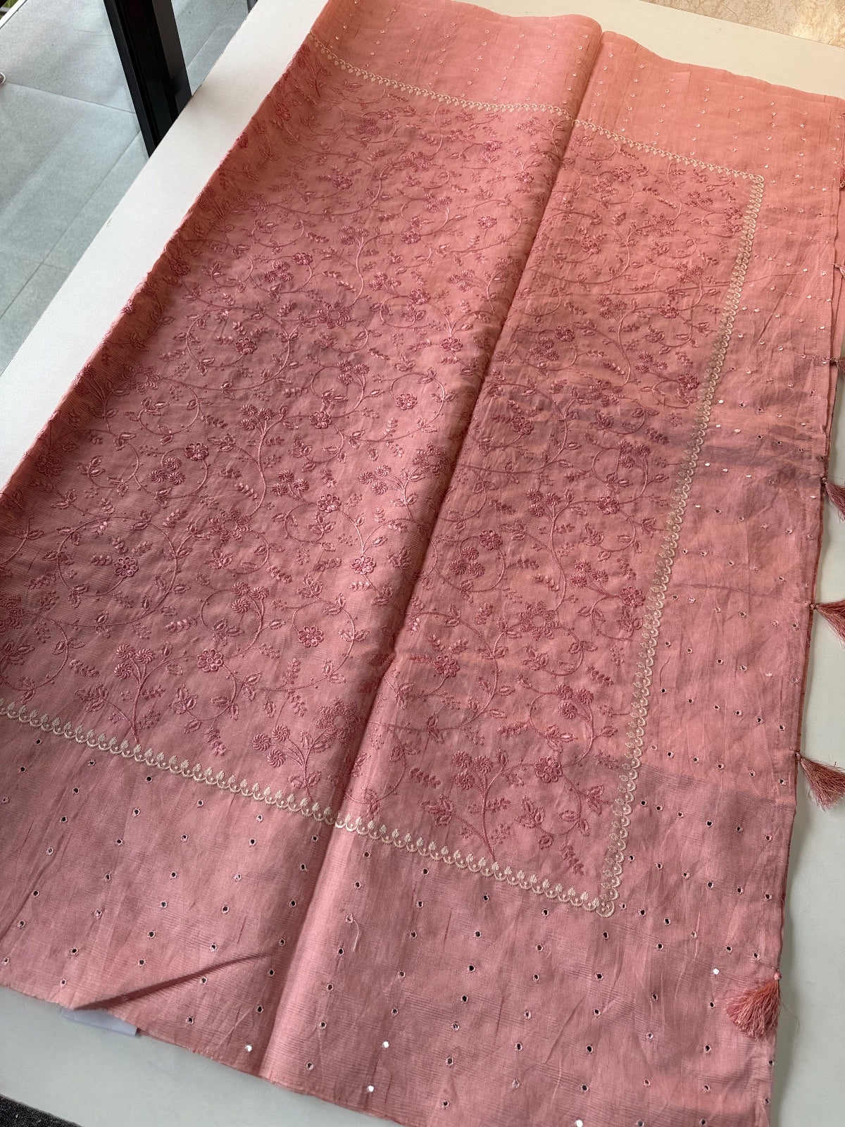 Crushed Chanderi silk cotton saree/ SR23517