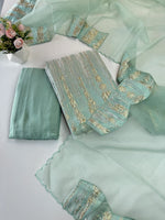 Turkish Organza Unstitched Salwar Set/ 266H
