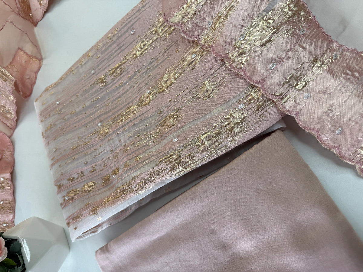 Turkish Organza Unstitched Salwar Set/ 266H