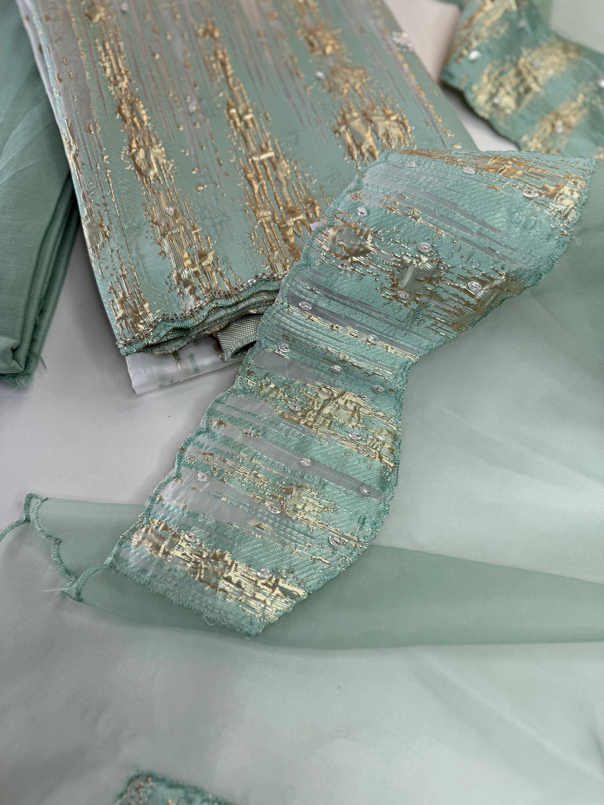 Turkish Organza Unstitched Salwar Set/ 266H