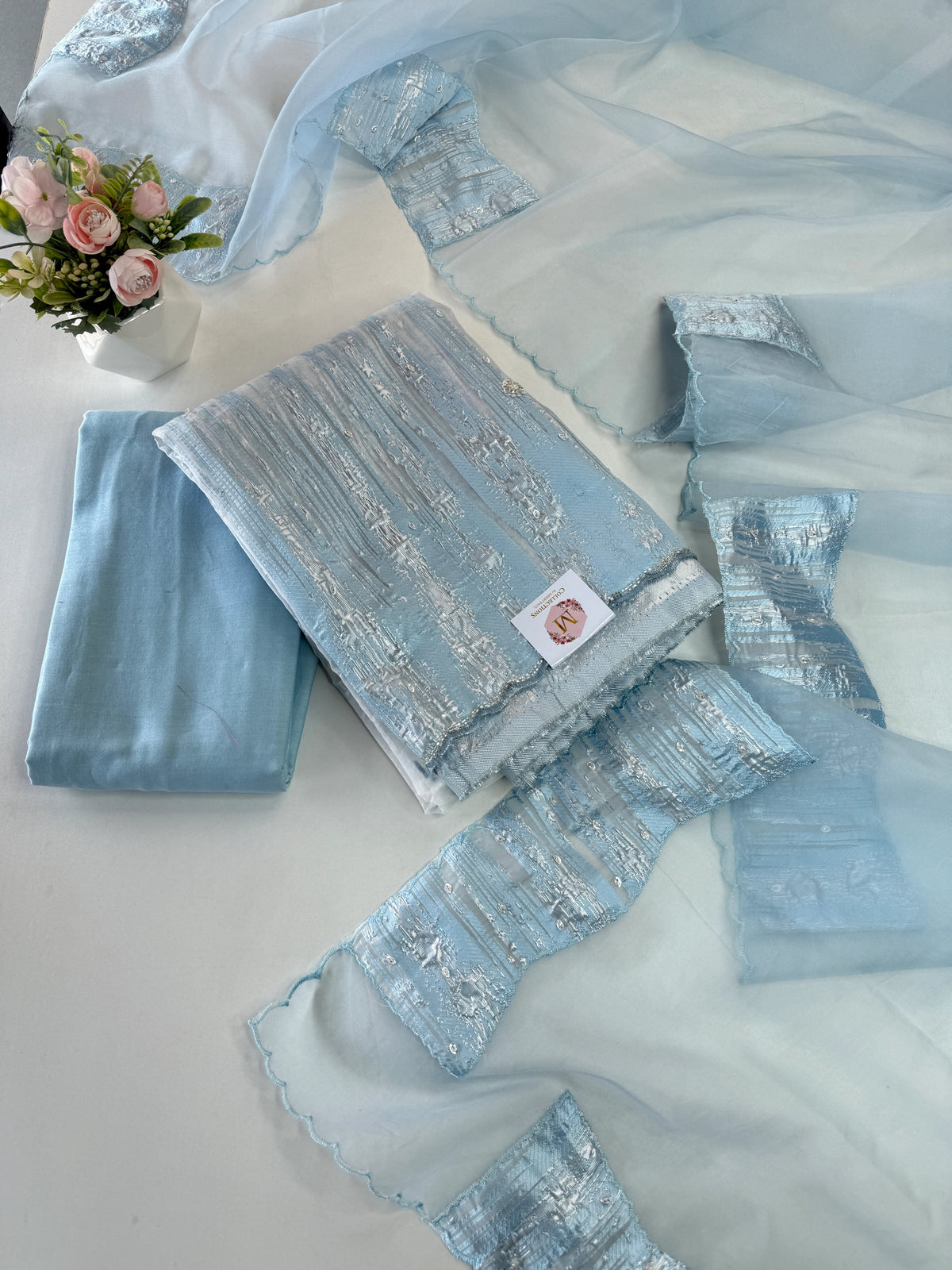Turkish Organza Unstitched Salwar Set/ 266H