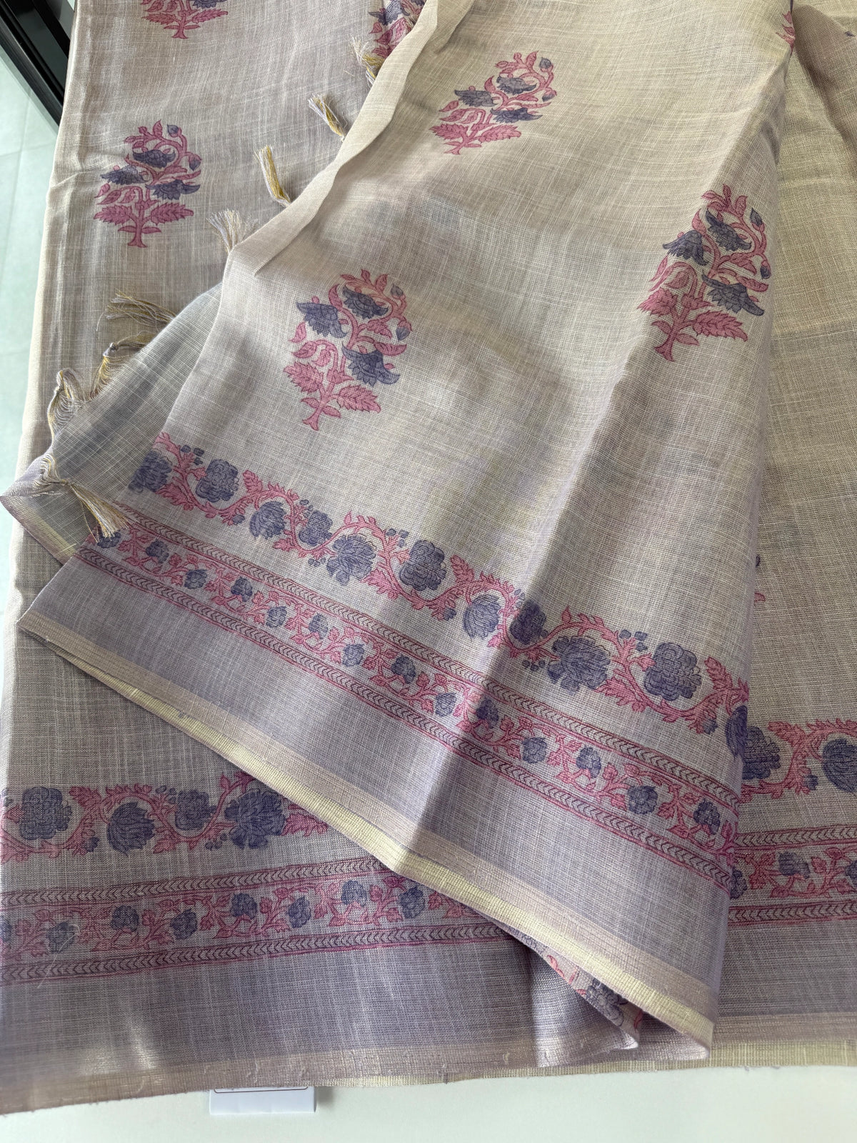 Tissue linen saree/ S15059