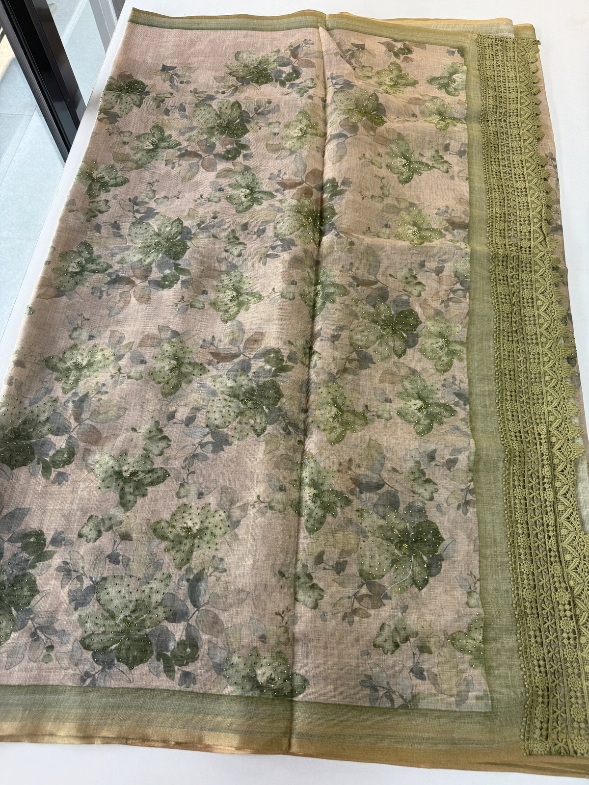 Tissue linen saree/ 562A