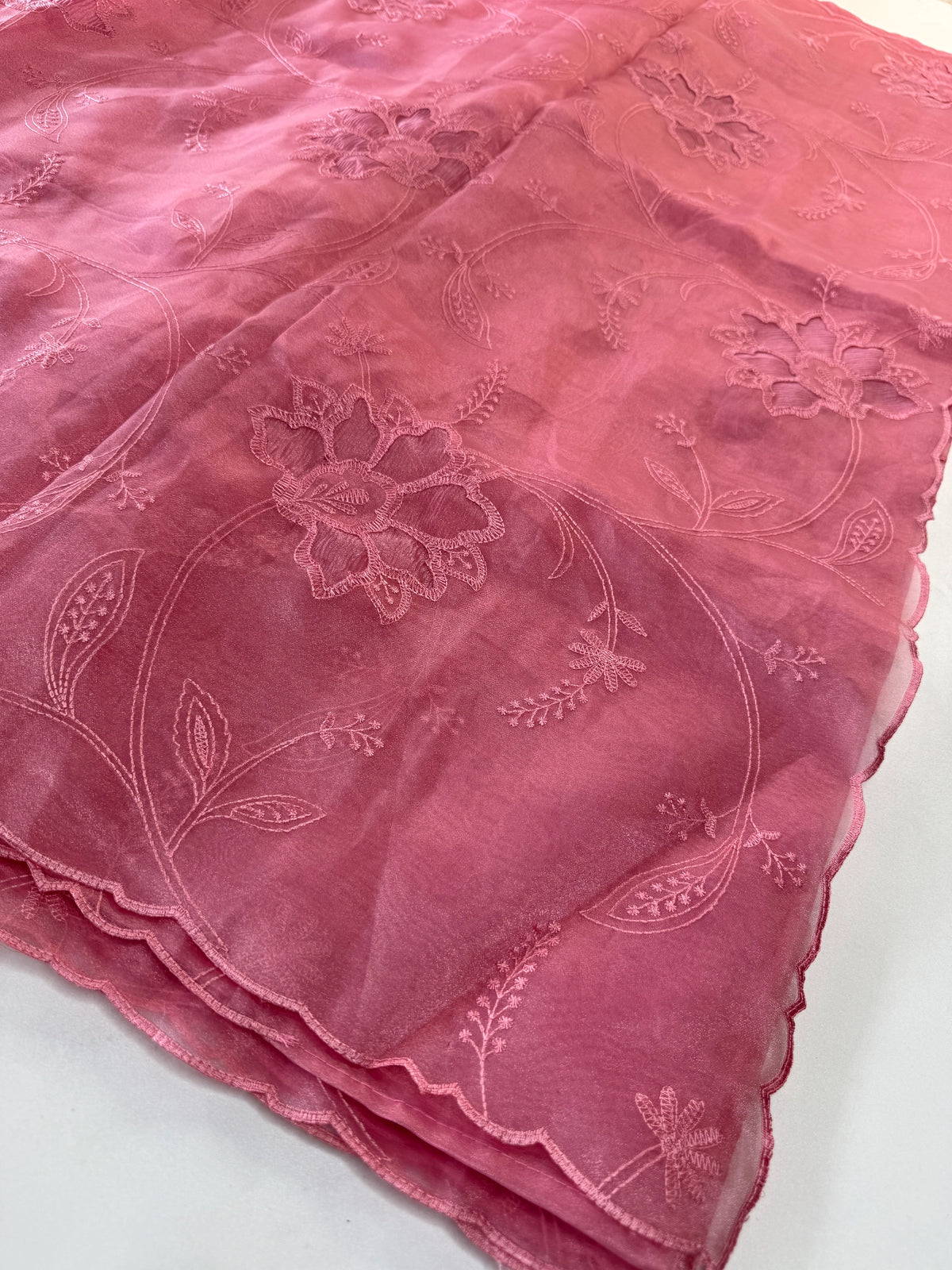 Glass Organza Appliqué work saree /MA278
