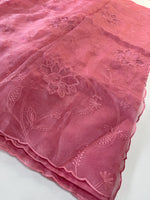 Glass Organza Appliqué work saree /MA278