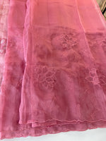 Glass Organza Appliqué work saree /MA278