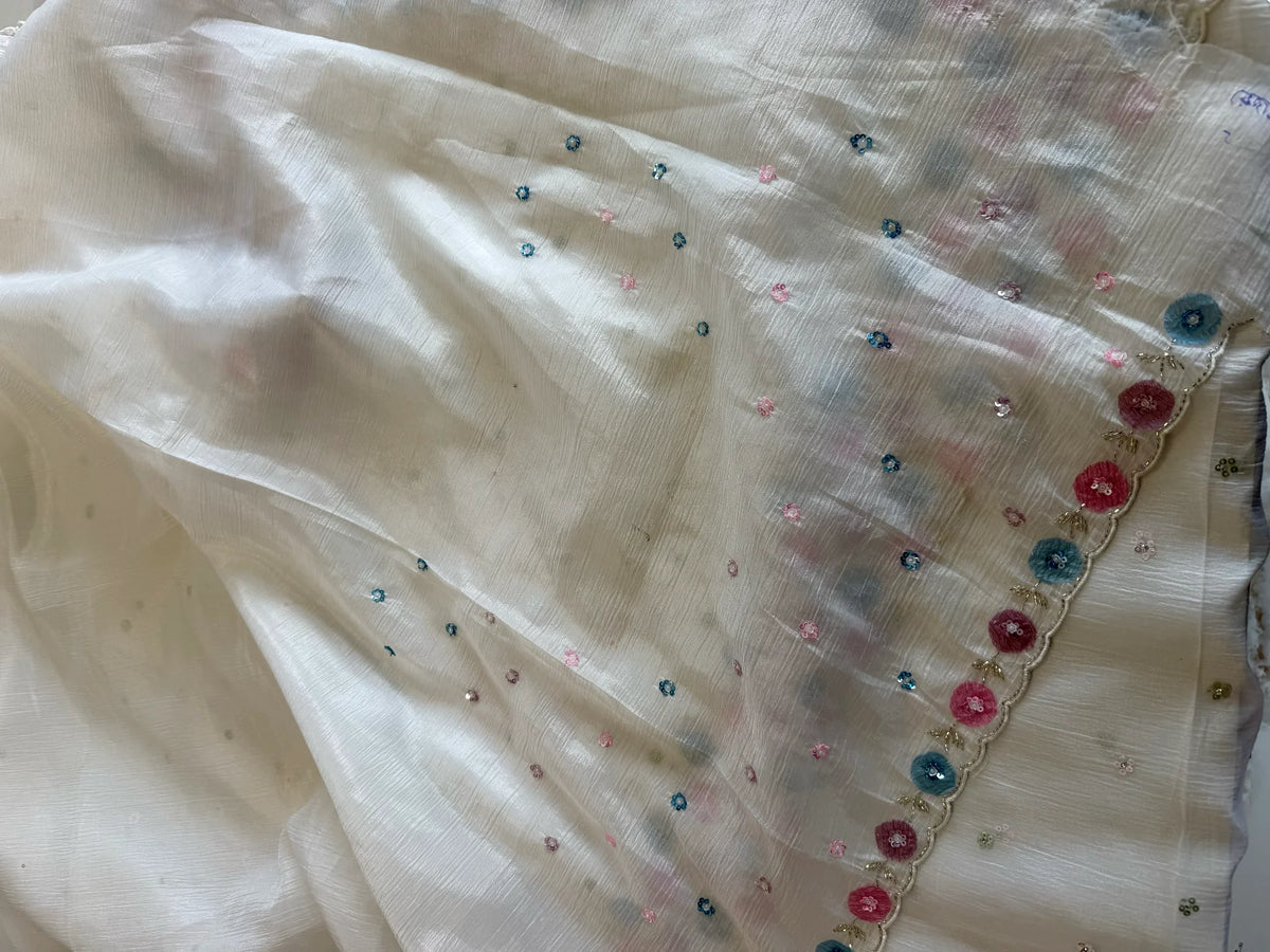 Crushed crapeSaree/ HW161