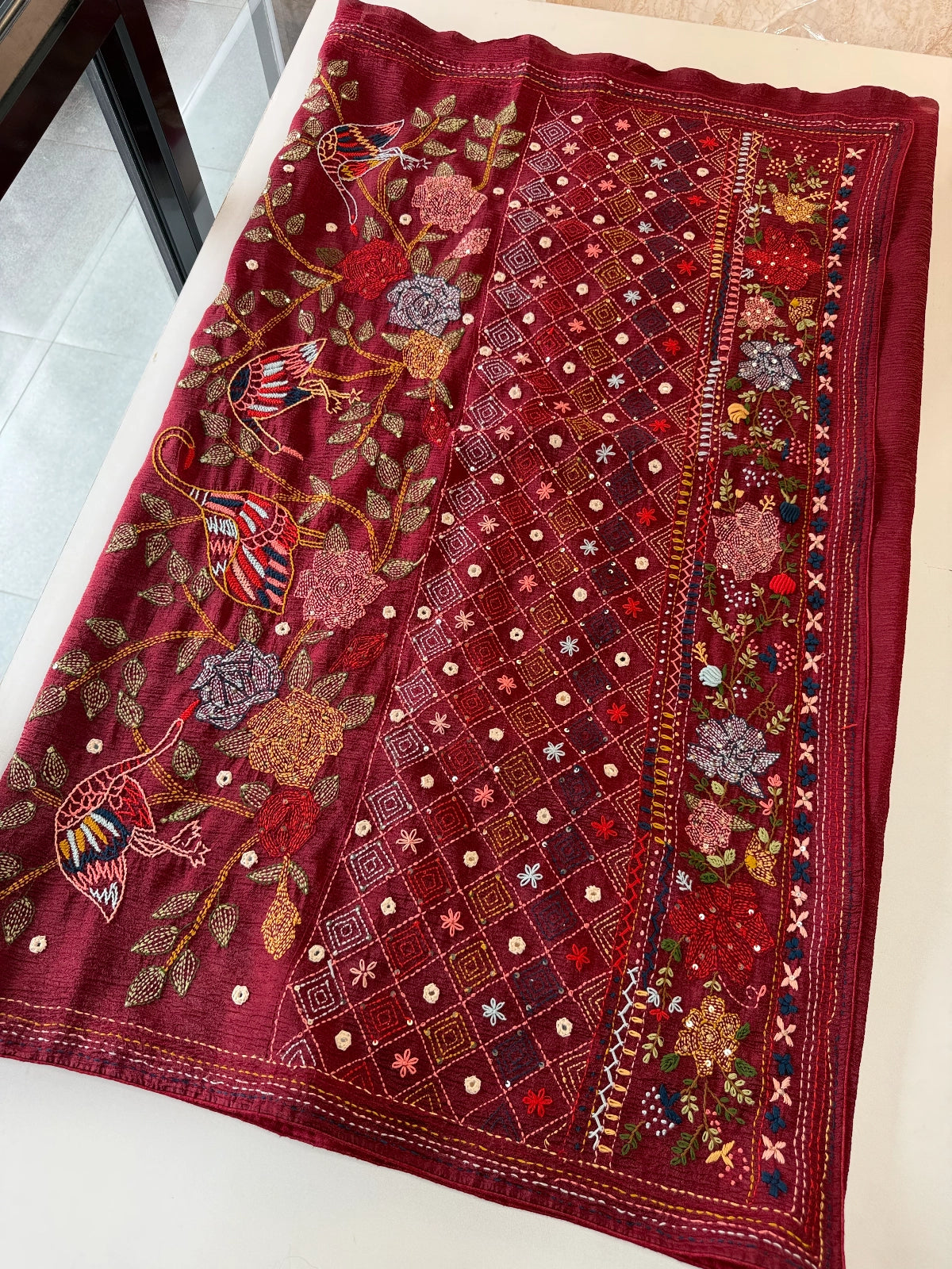 Crashed crape saree / MK069