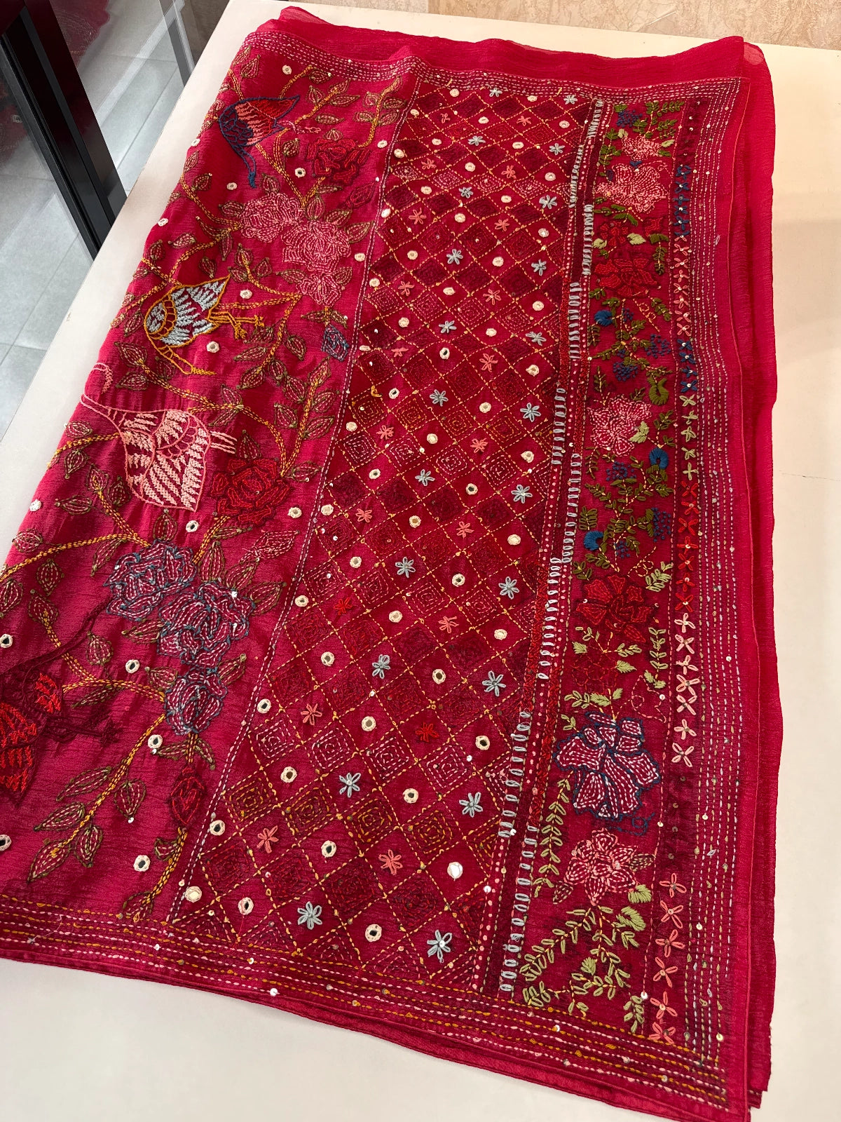 Crashed crape saree / MK069