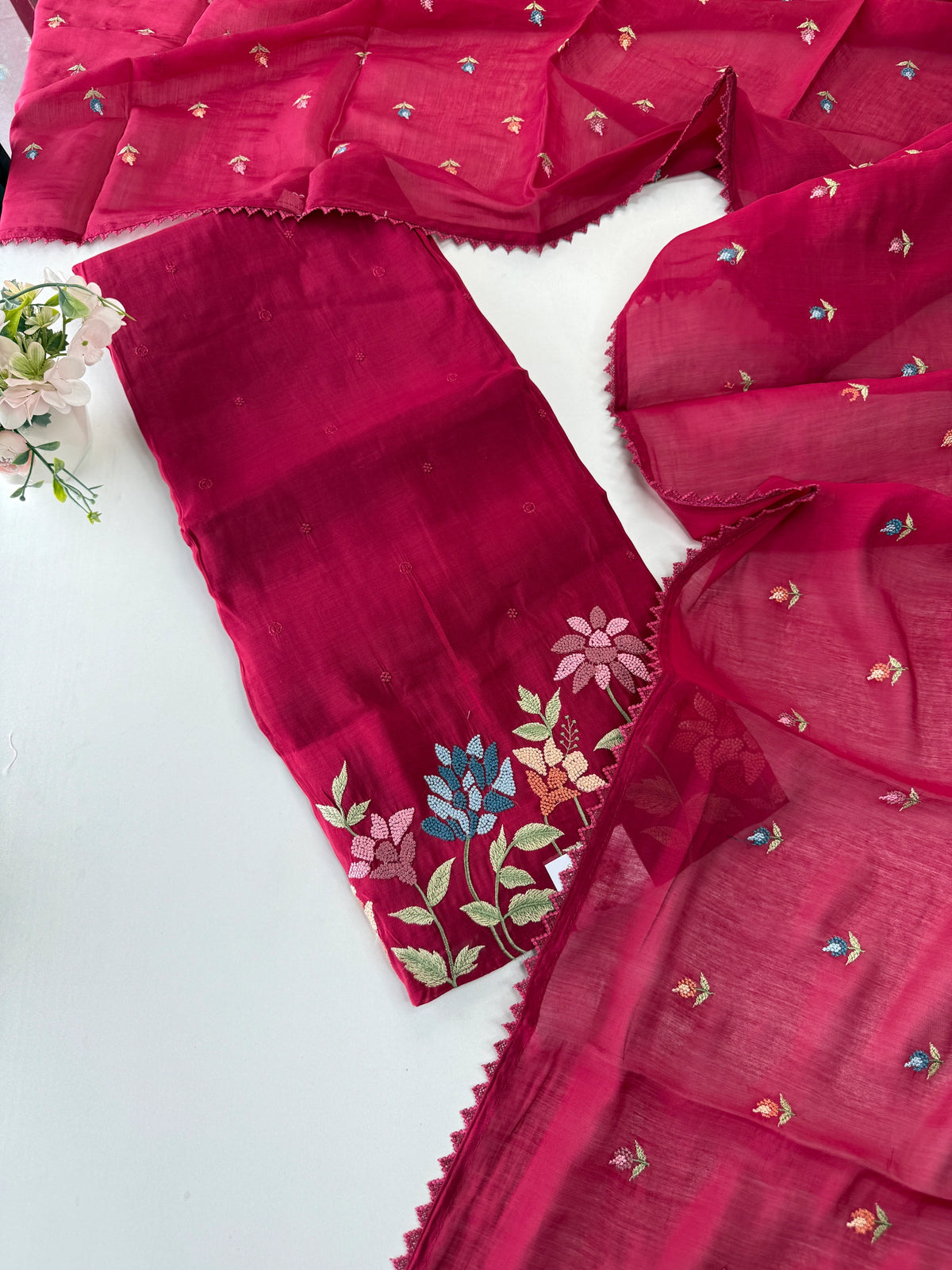 Chanderi blended unstitched salwar set / NC129