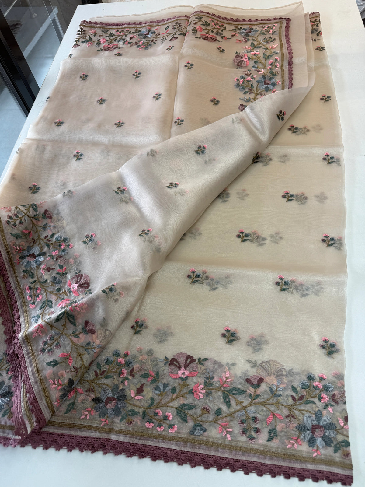 Glass Organza Saree/ 373A
