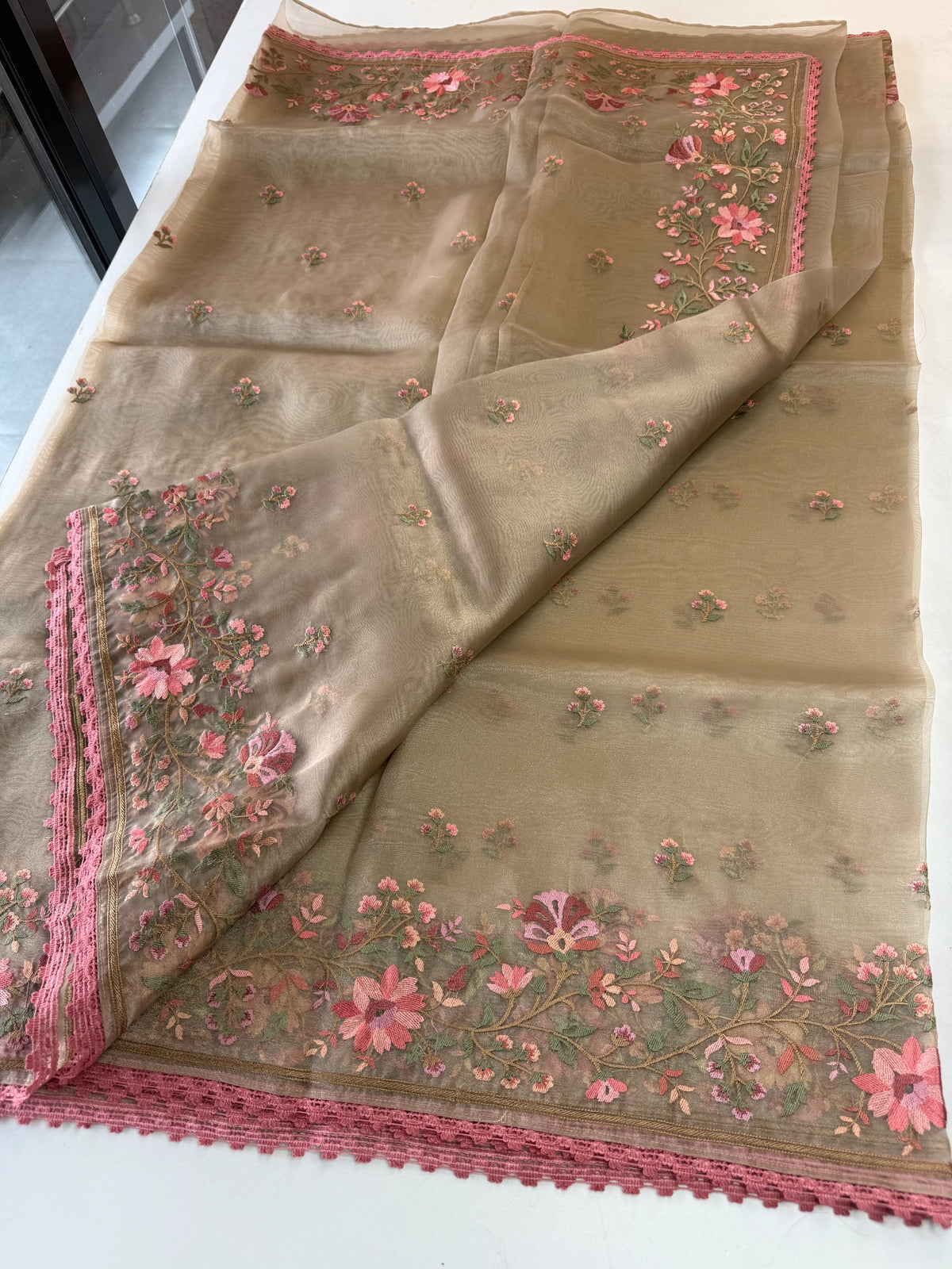 Glass Organza Saree/ 373A