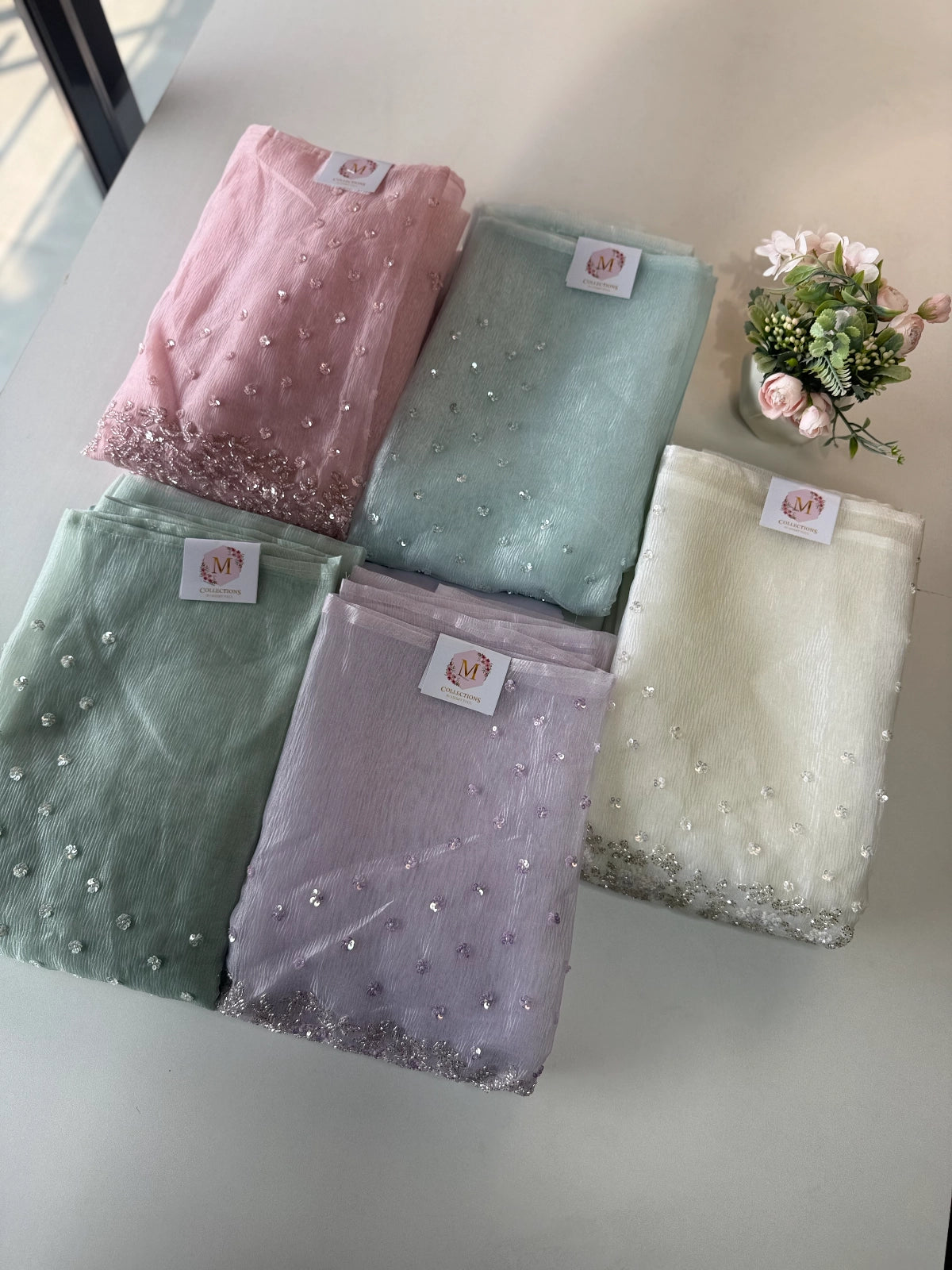 Tissue crush unstitched salwar set ( Pre Booking/ 298B