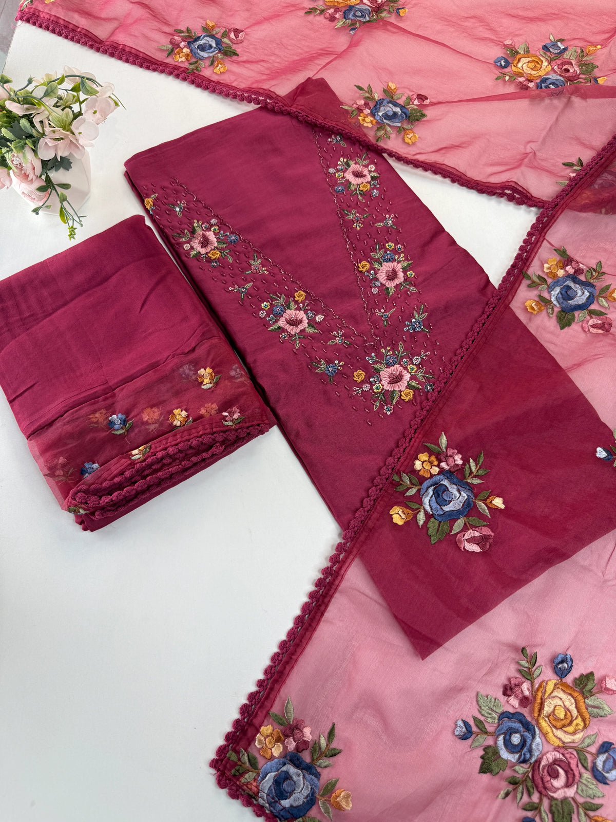 Premium Chanderi unstitched salwar set /NC116