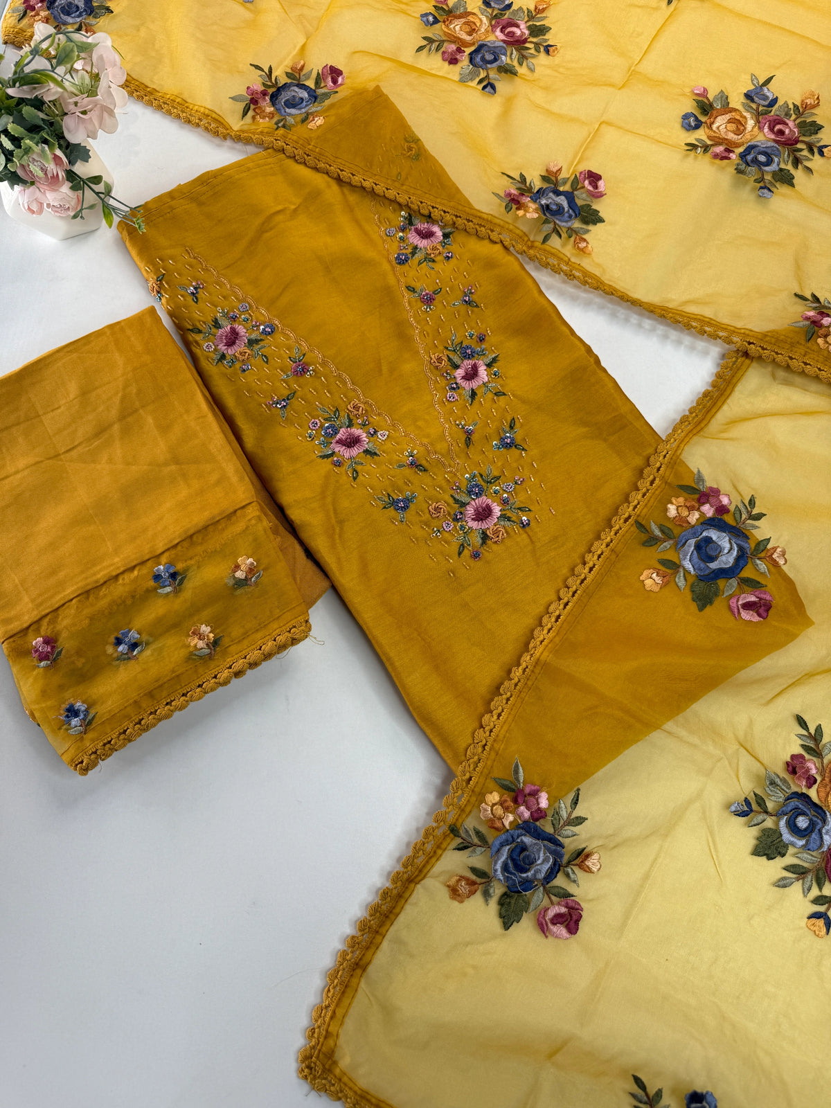 Premium Chanderi unstitched salwar set /NC116