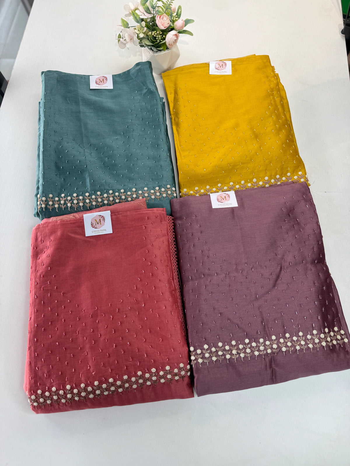 Pure Chanderi unstitched salwar set /NC117