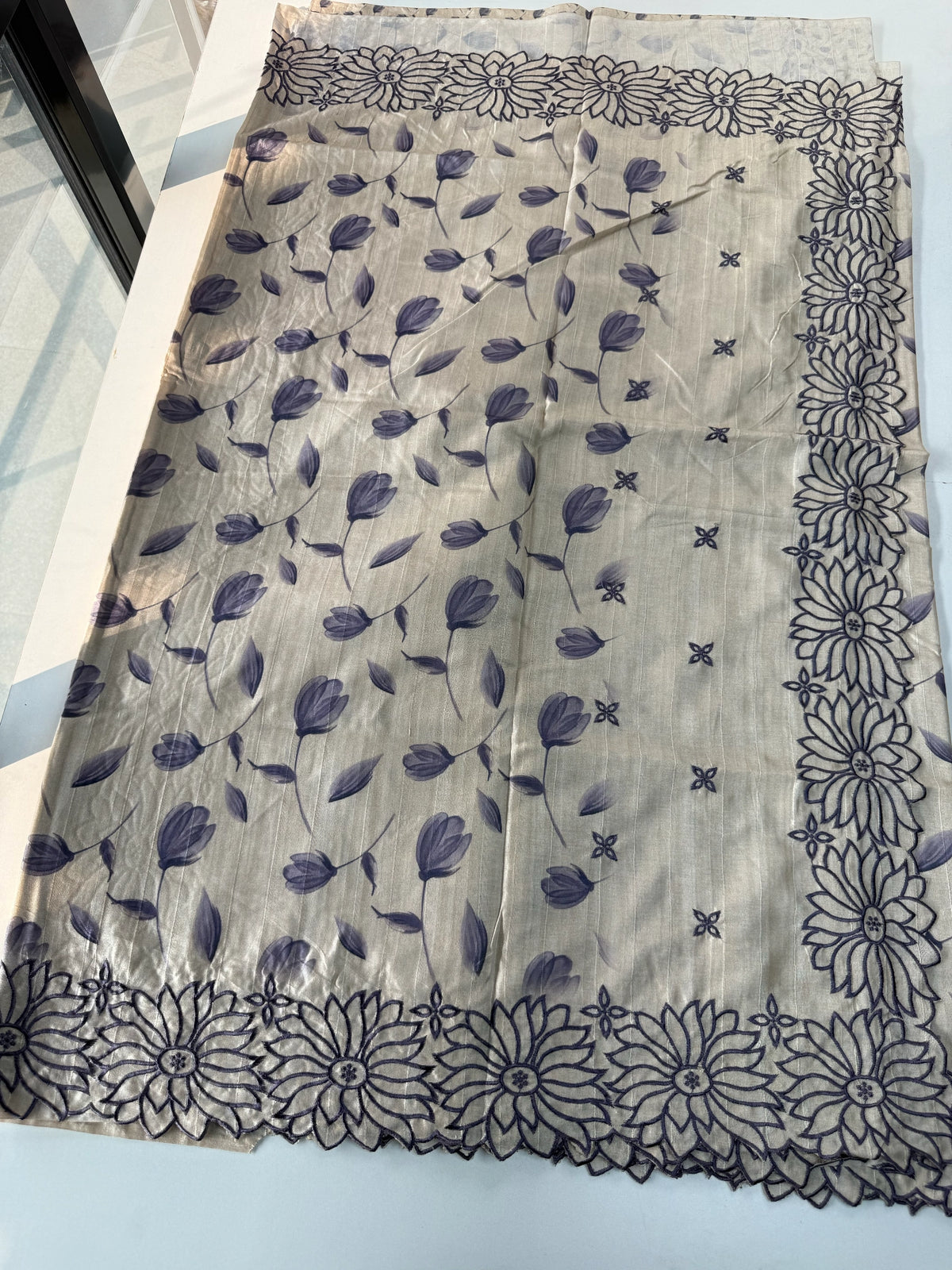 Raw cotton cutwork Saree/Rw38
