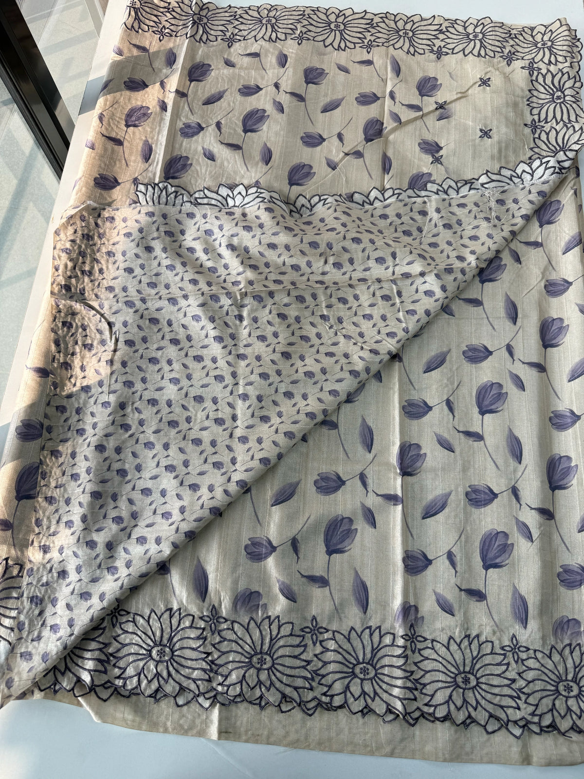 Raw cotton cutwork Saree/Rw38