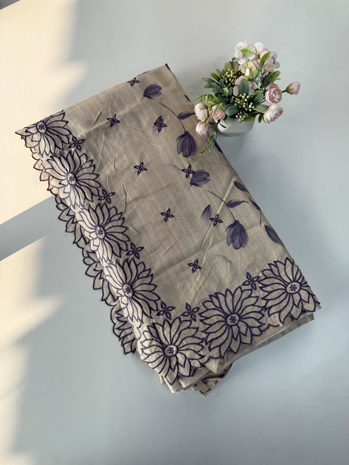 Raw cotton cutwork Saree/Rw38