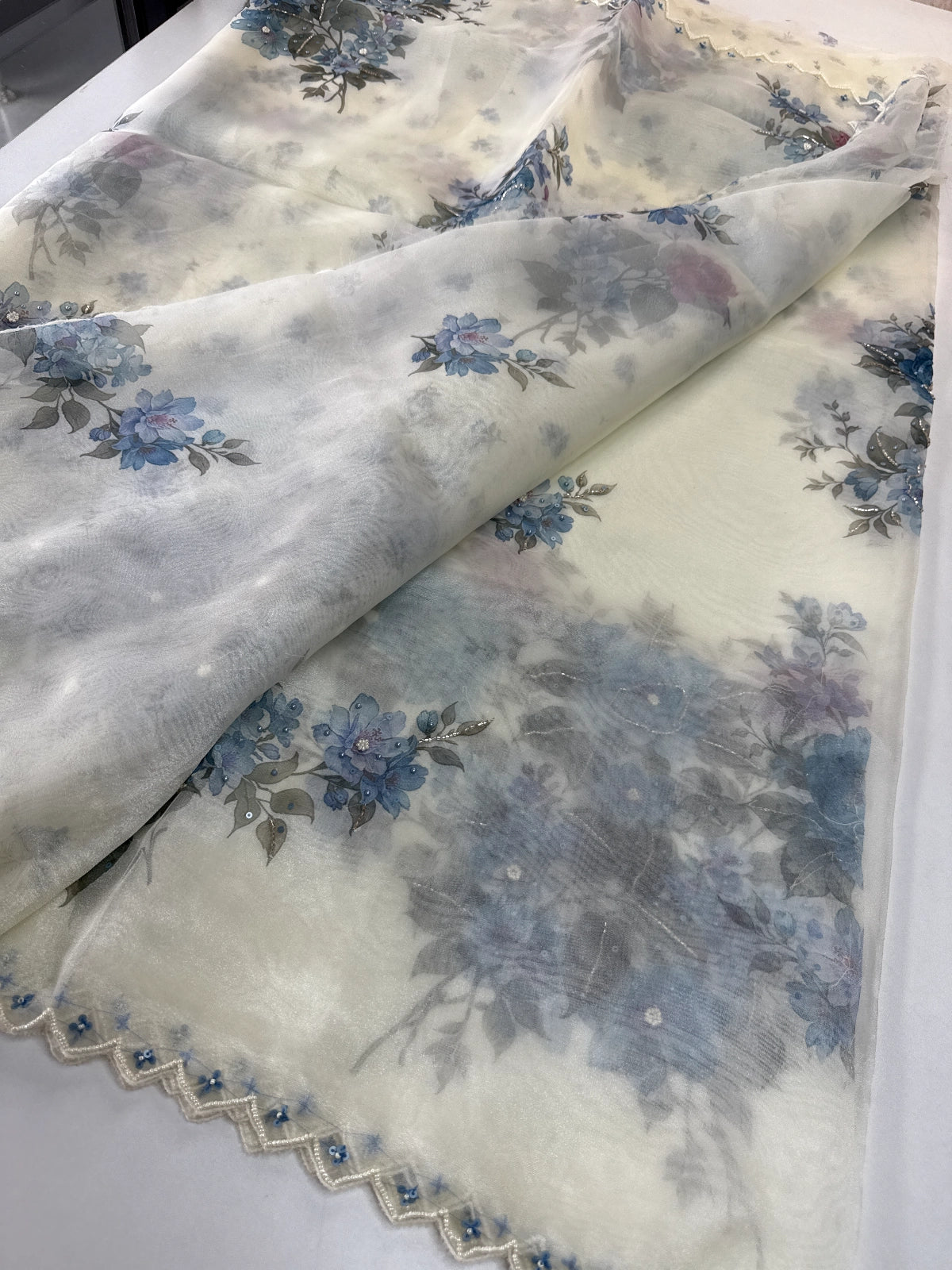 Glass Organza Saree/ 5409