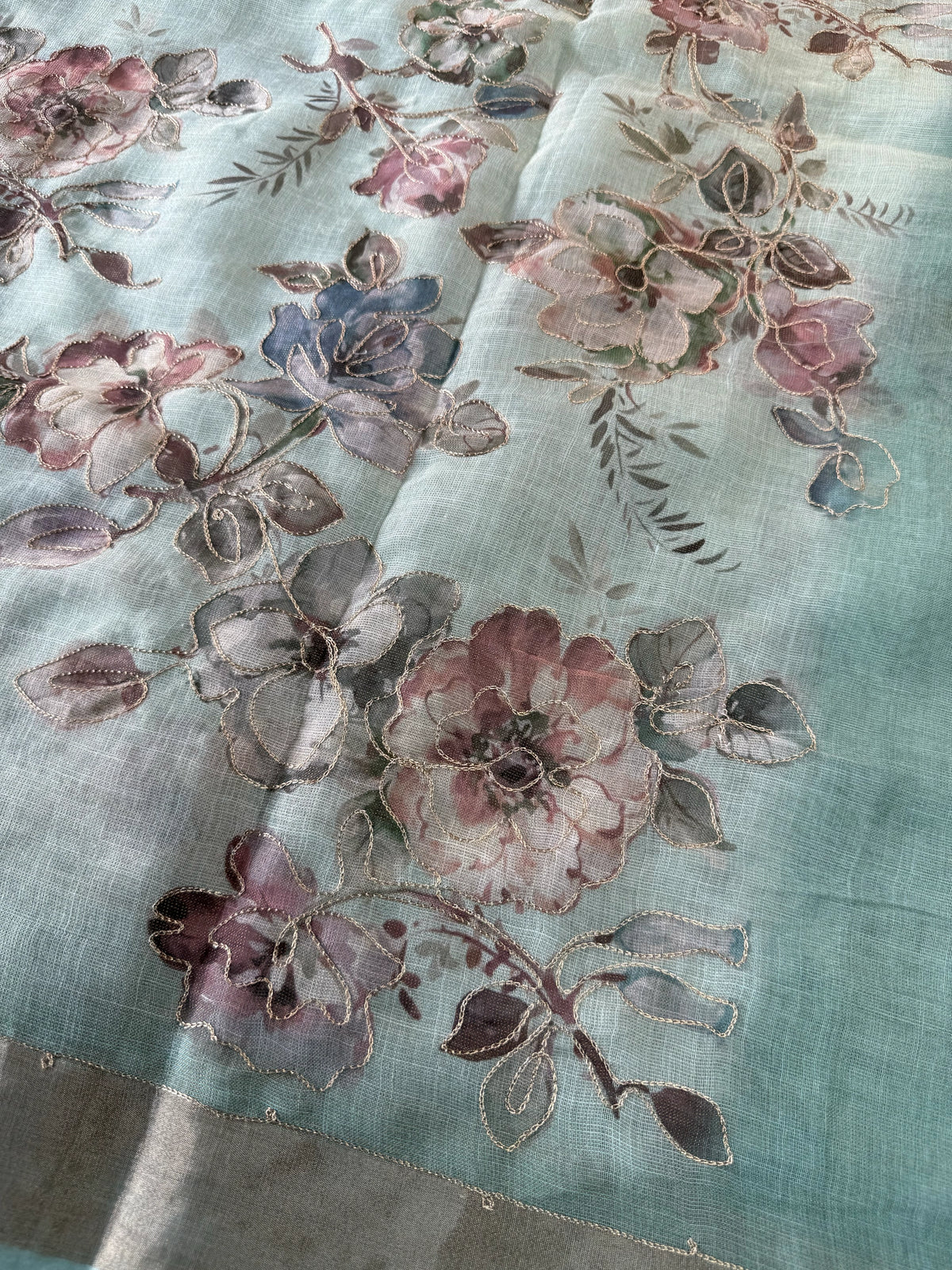 Tissue linen blend saree/ C21562