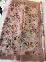 Tissue linen blend saree/ C21562