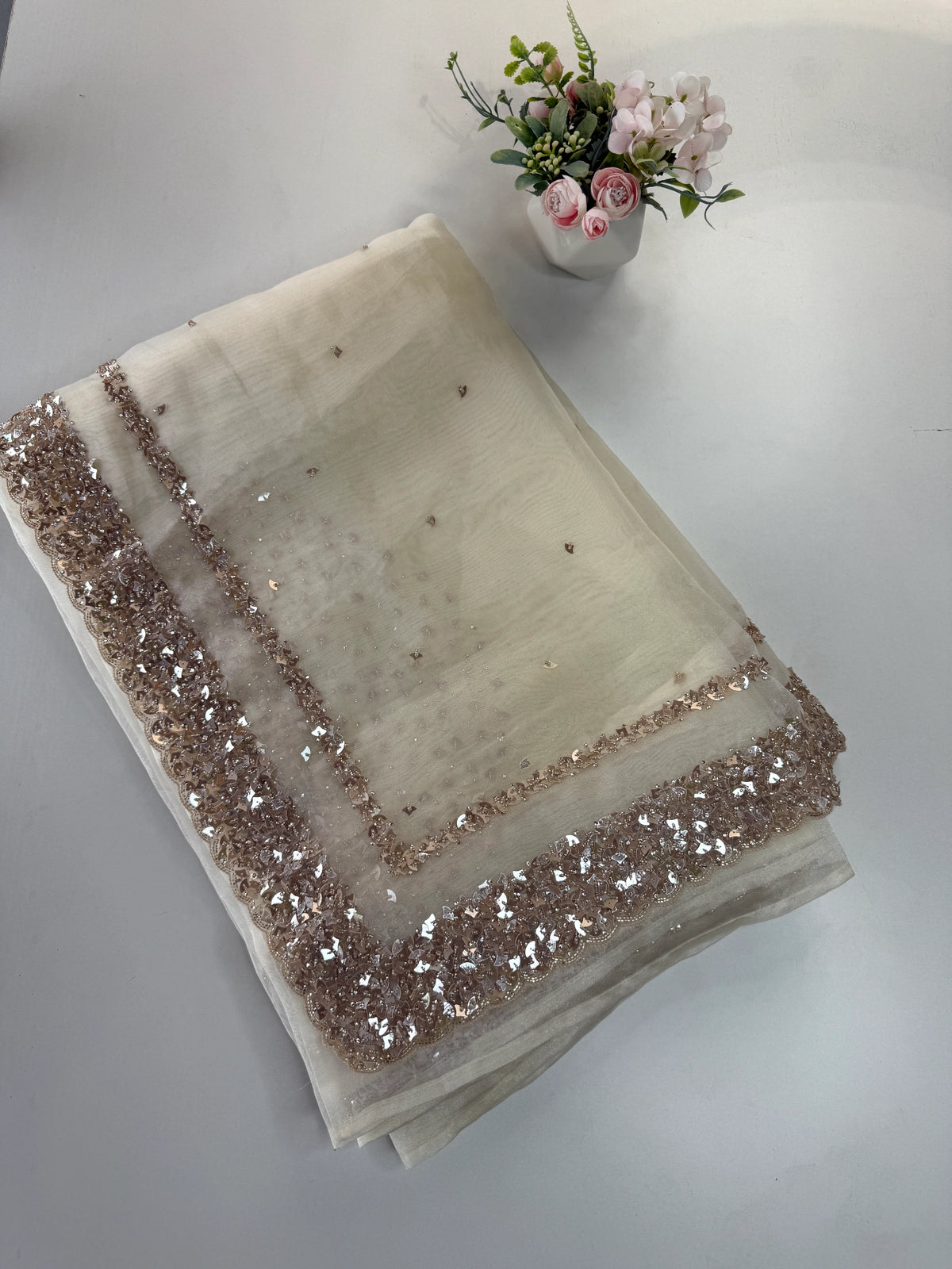 Glass Organza Saree/ AP112