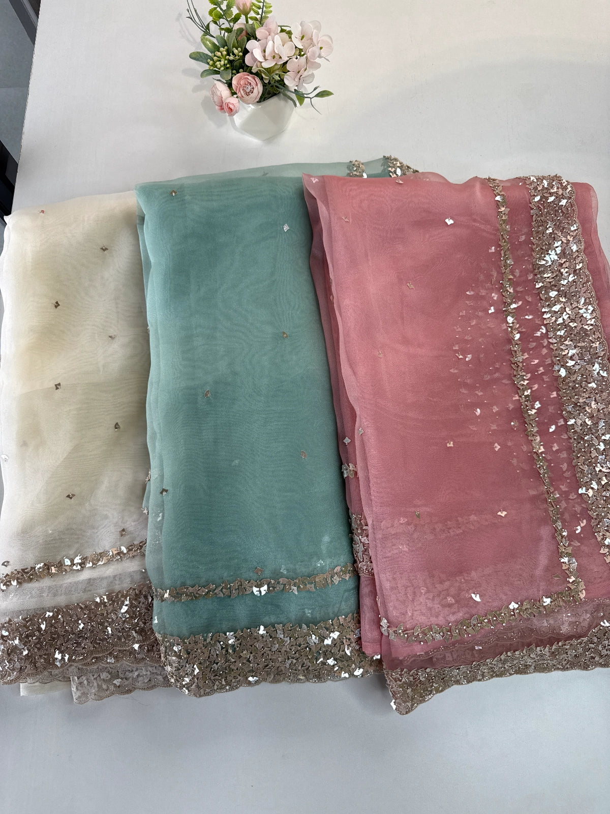 Glass Organza Saree/ AP112