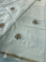 Tissue linen Saree/ 610A