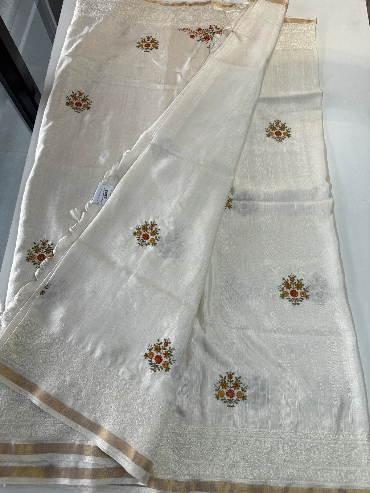 Tissue linen Saree/ 610A