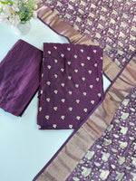 Unstitched salwar set in soft semi silk /U4664