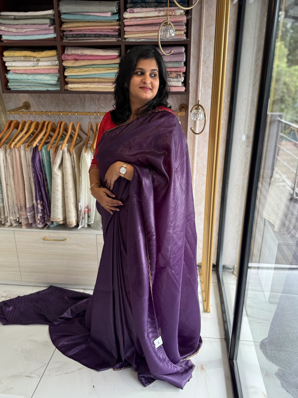 Crushed crape saree / HW076