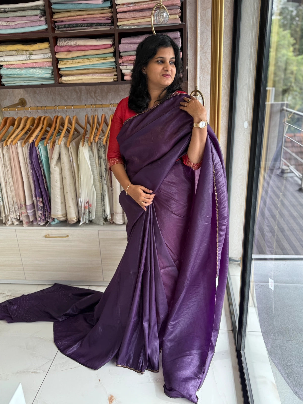 Crushed crape saree / HW076