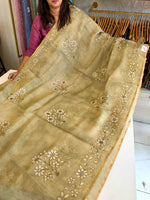 Tissue linen Blened saree / 14545