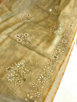 Tissue linen Blened saree / 14545