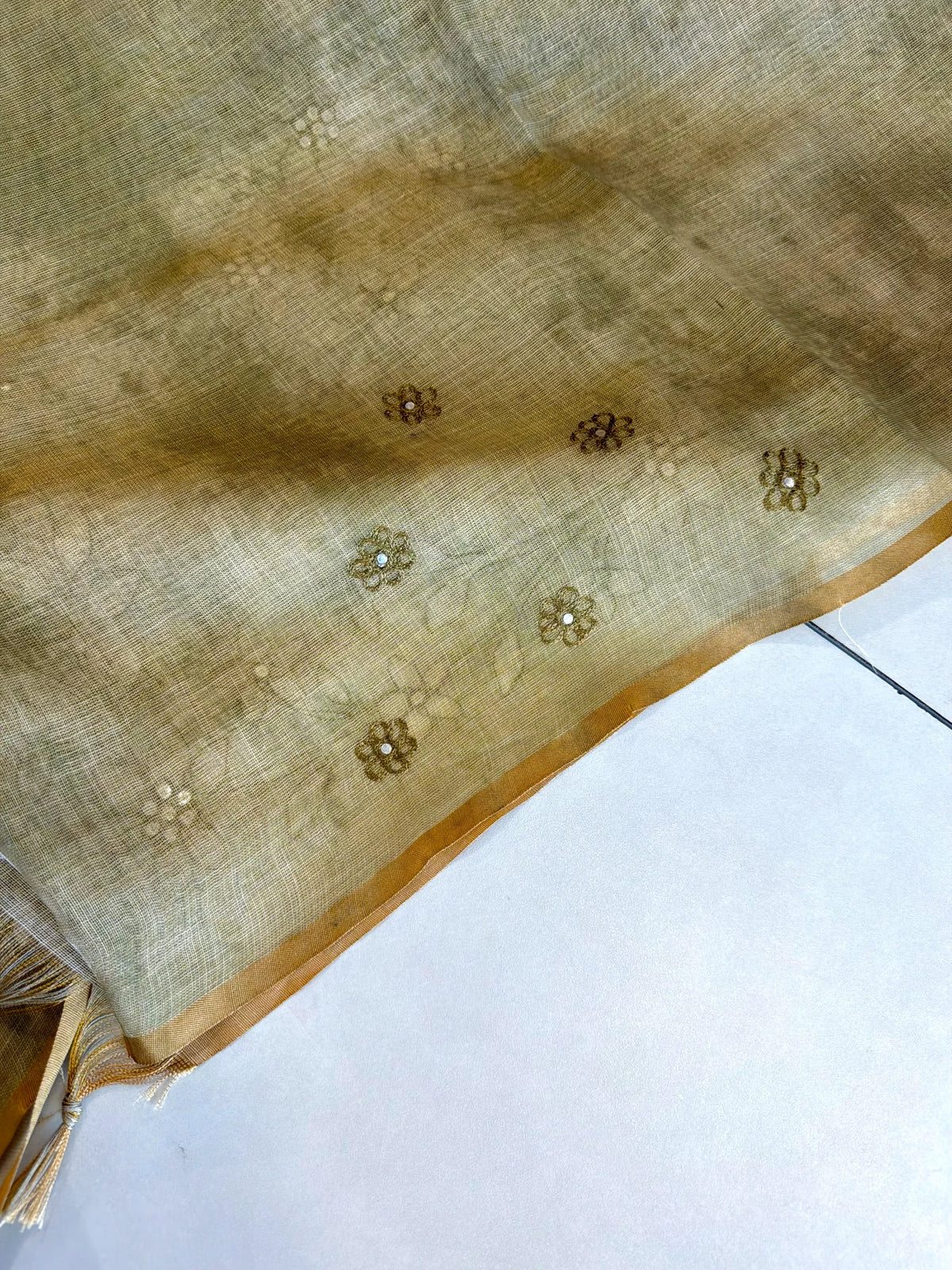 Tissue linen Blened saree / 14545