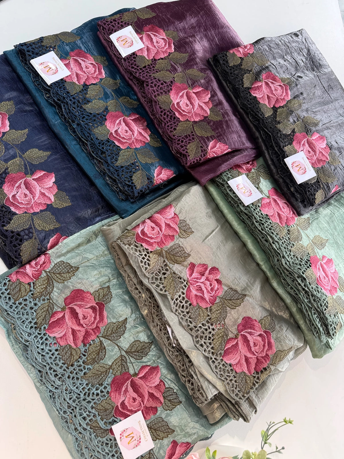 Crushed Oragnza Saree / SC8129