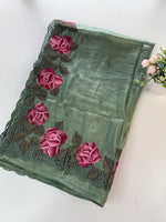 Crushed Oragnza Saree / SC8129