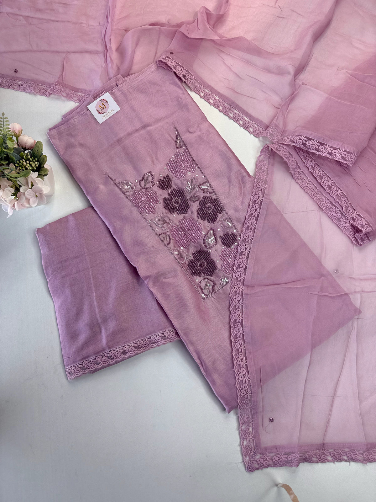 Chanderi silk salwar set unstitched/U5303
