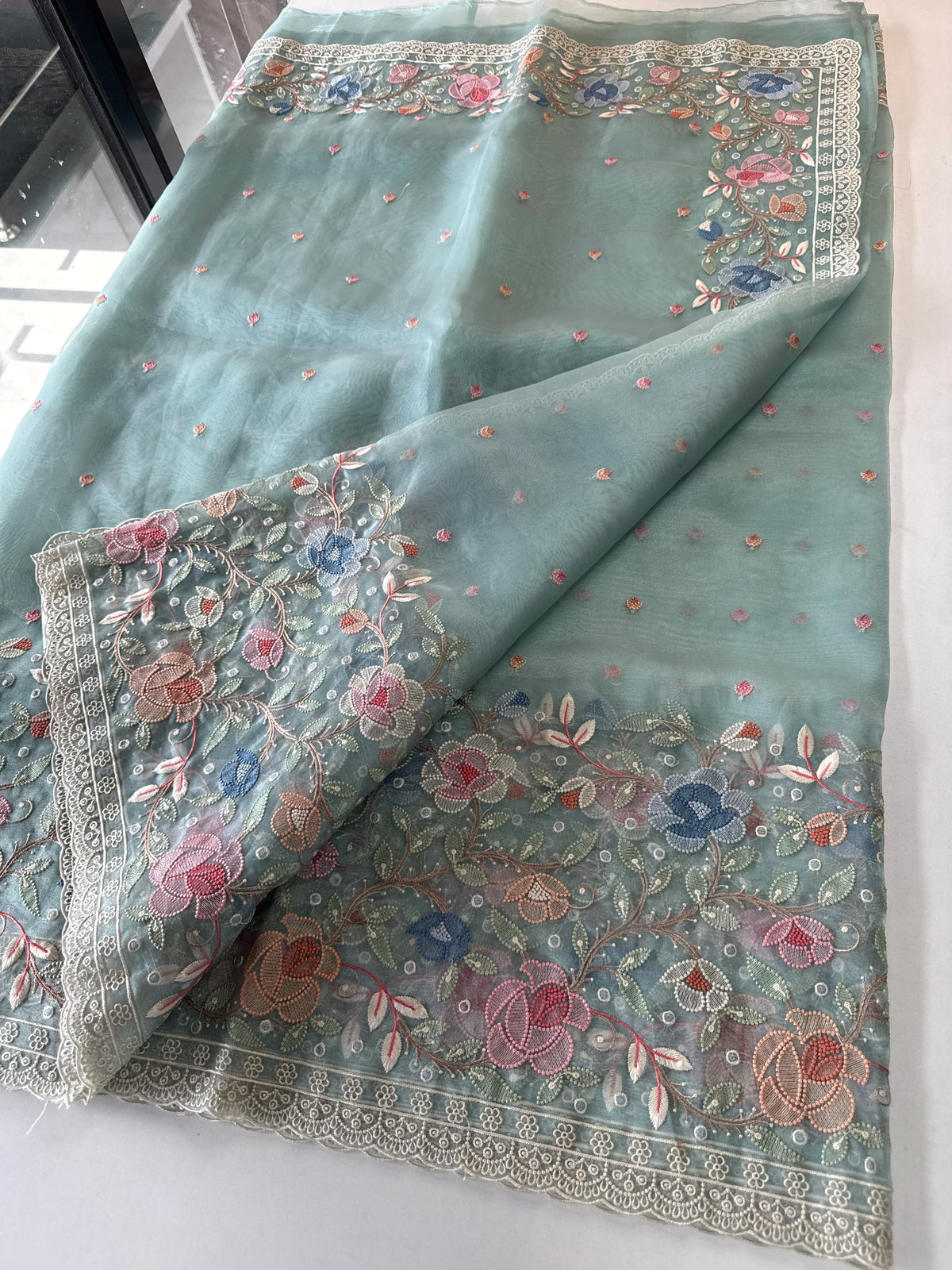 Glass Organza Saree/ 155A