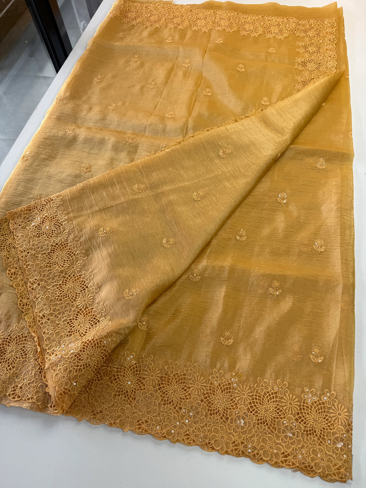 Crushed crape saree/ CW140