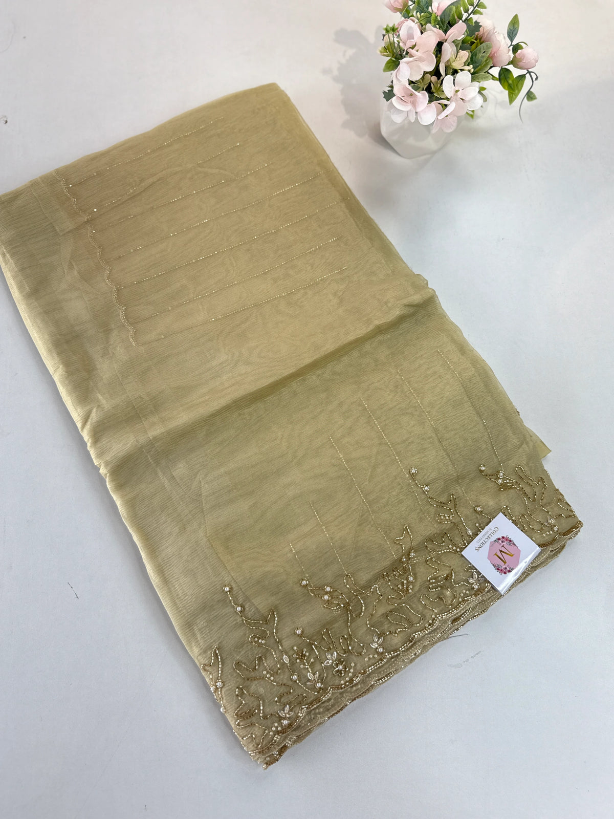 Crushed organza saree/HW344