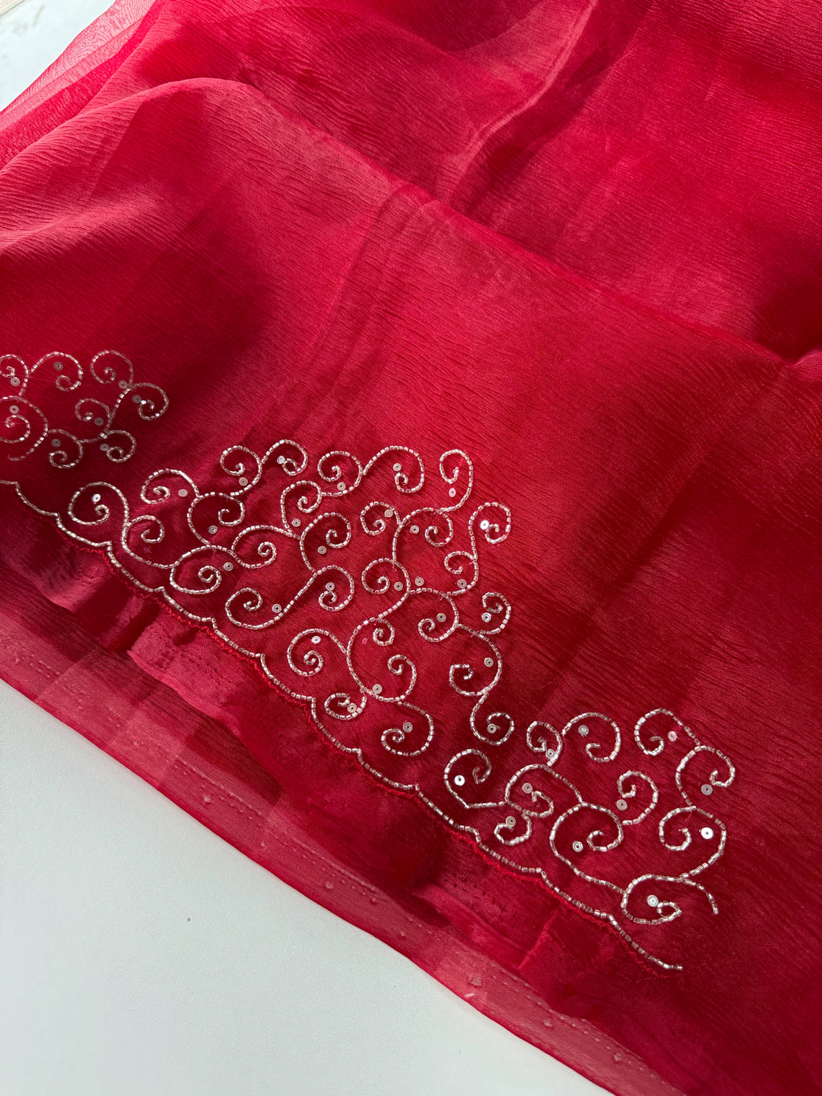 Crushed Tissue Saree/Mw026