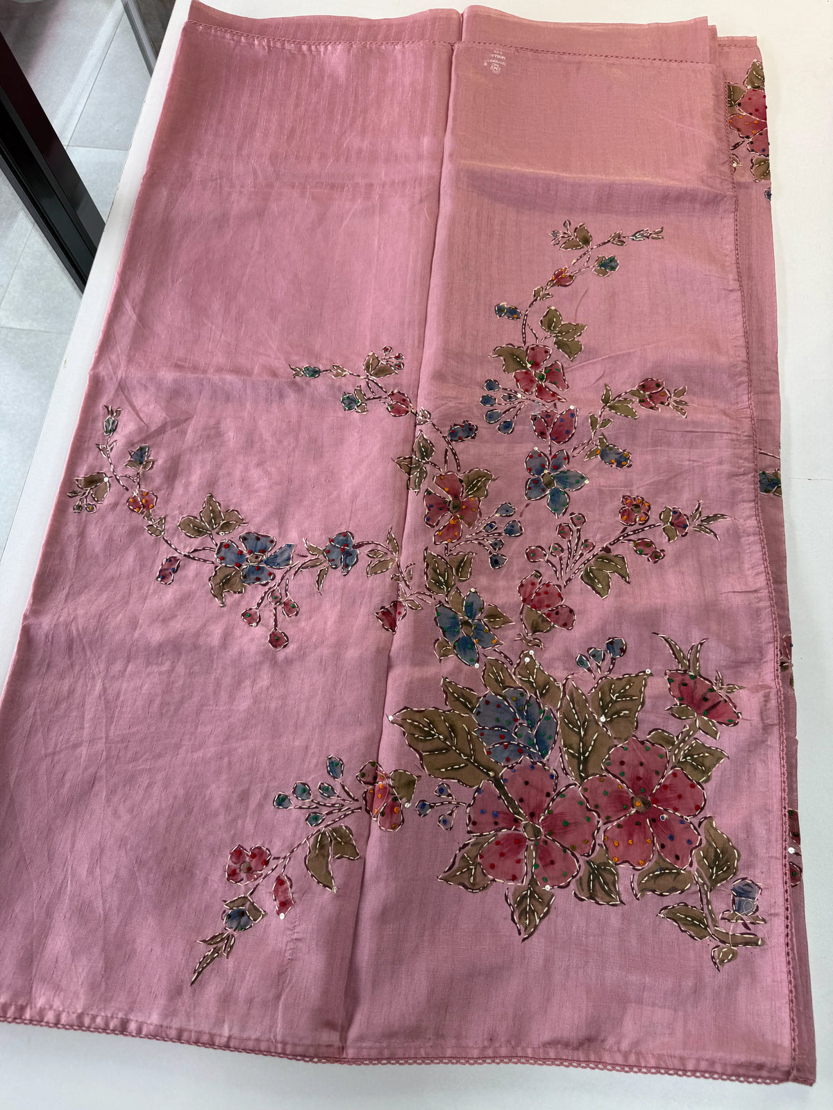 Tissue blended slub silk saree/ LV116