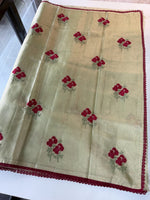 Tissue saree with floral thread work /6754